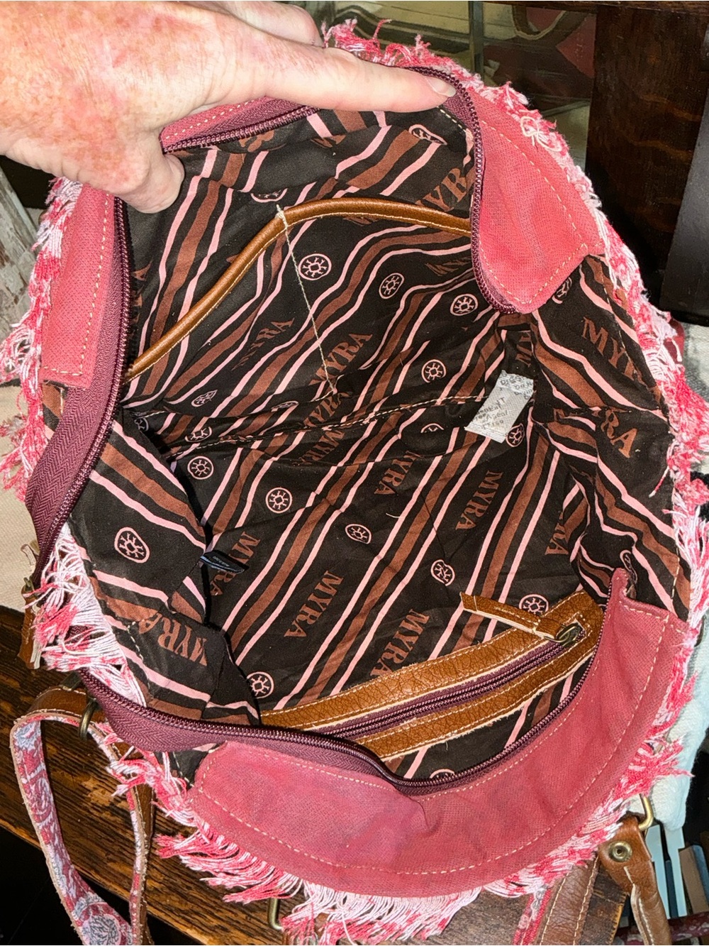 NWT Myra Bag Coastal Steel Upcyclyed Canvas Shoulder Bag Tote Crossbody Red $65 - Picture 11 of 15